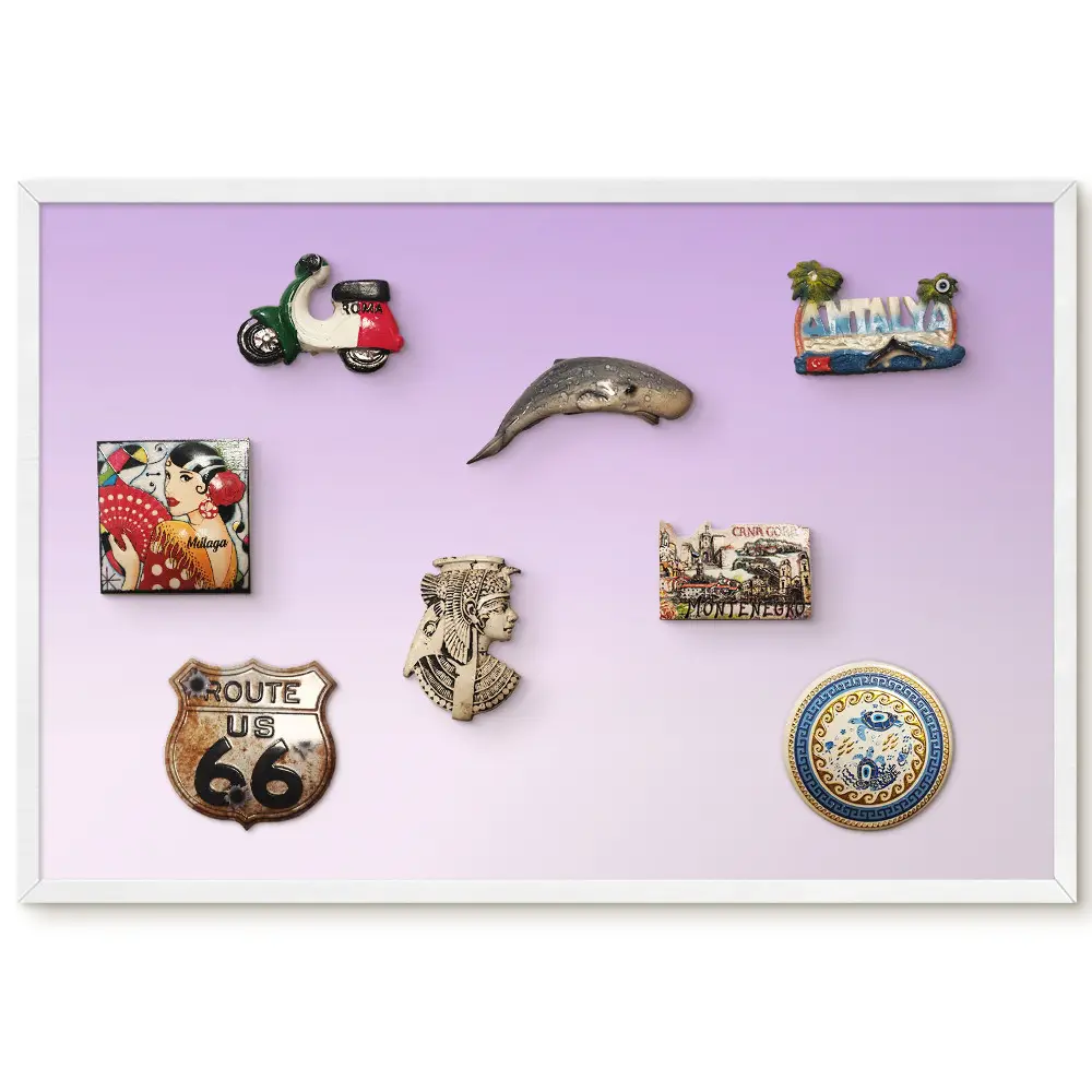 Tableau magnétique décoratif avec cadre motif dégradé de violet