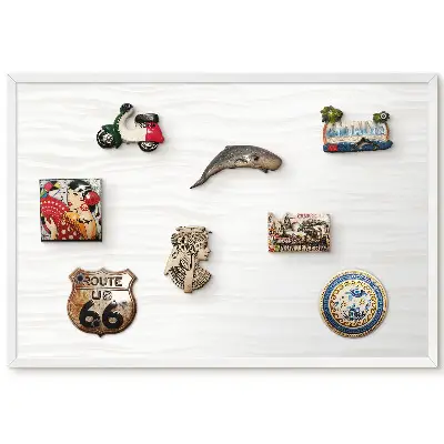 Tableau magnétique décoratif avec cadre motif lignes beiges délicates sur fond blanc