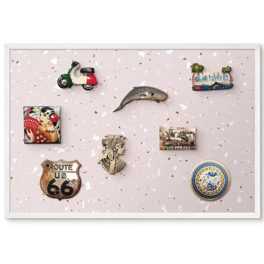 Tableau magnétique motif terrazzo délicat pour collection d'aimants