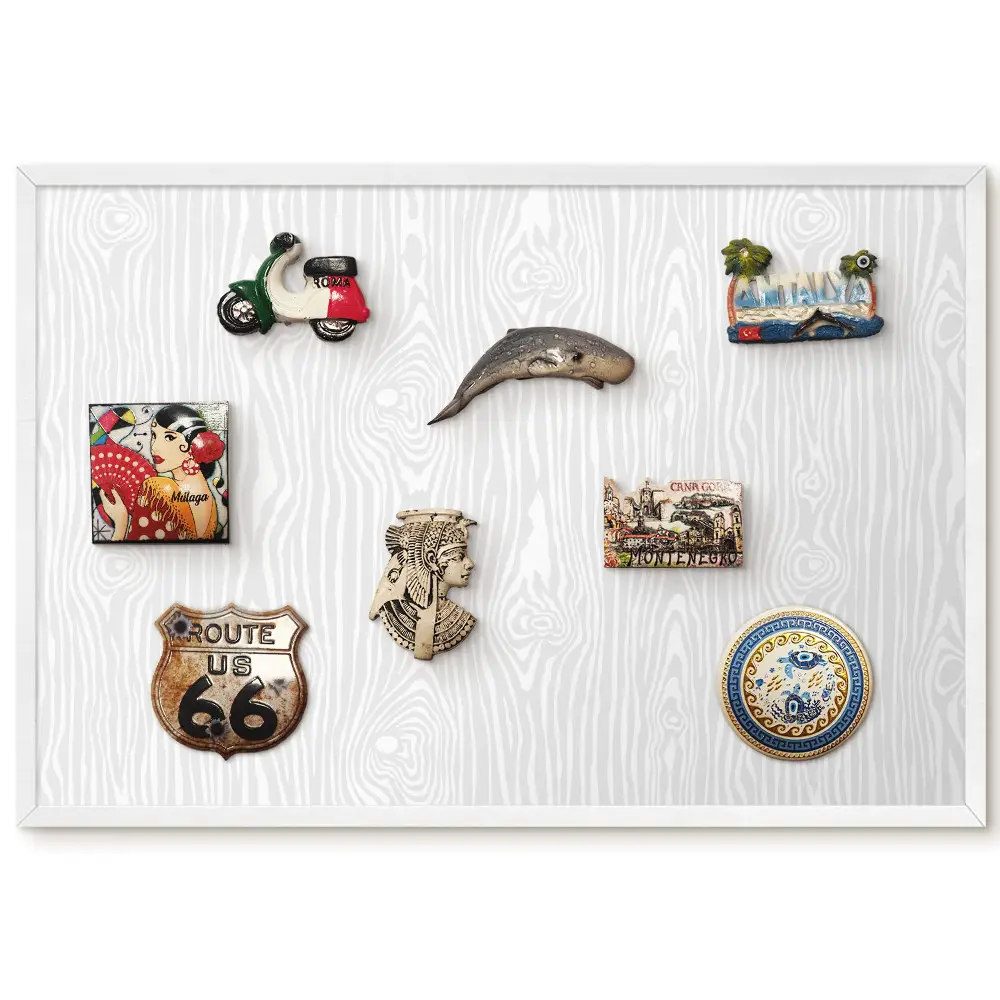 Tableau magnétique décoratif avec cadre motif bois pour intérieurs modernes