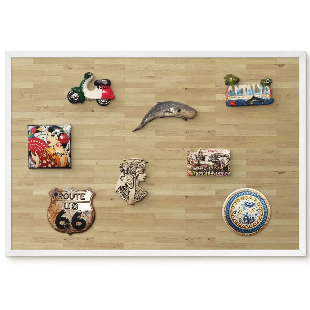 Tableau pour collection d'aimants en bois naturel