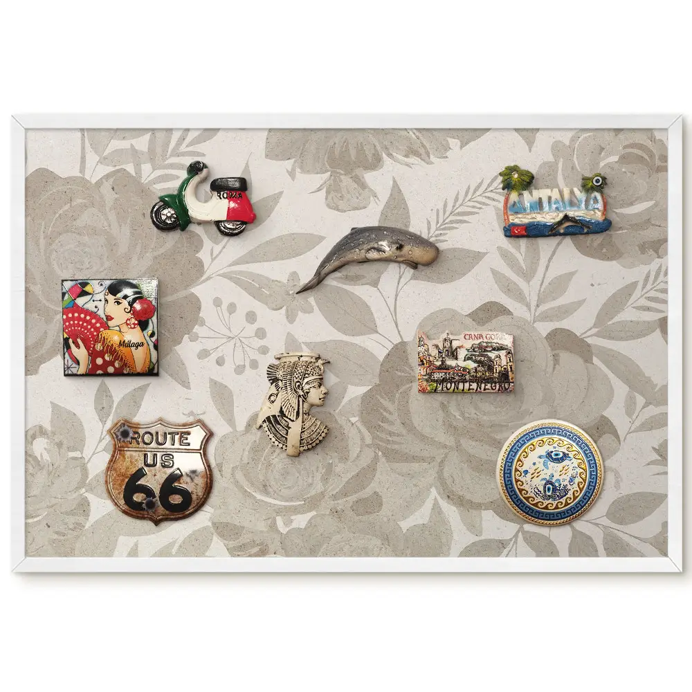 Tableau magnétique avec motif floral élégant de fleurs et feuilles