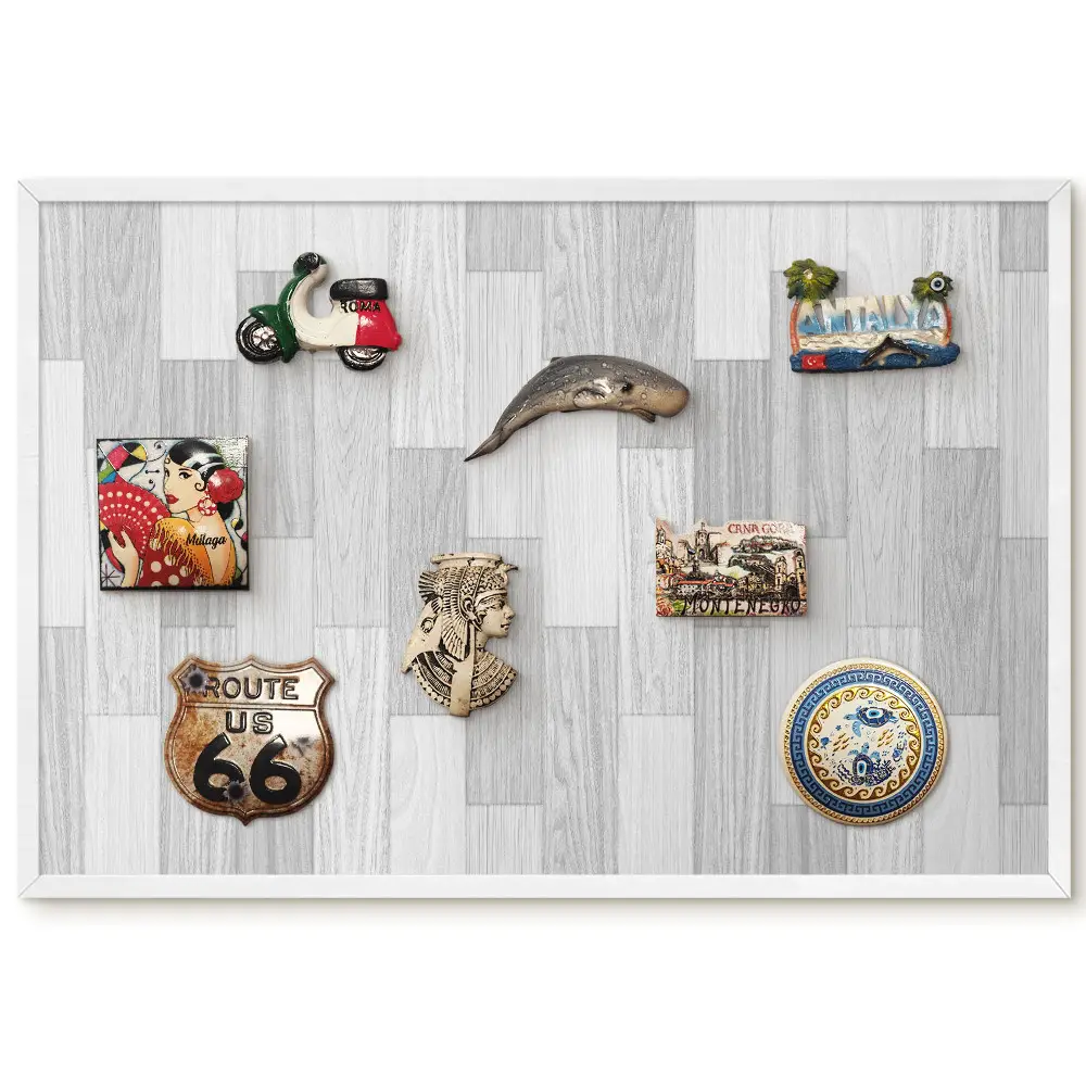 Tableau magnétique décoratif avec cadre motif texture harmonieuse tons gris