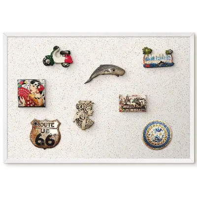 Tableau magnétique décoratif avec cadre motif points beiges sur fond crème