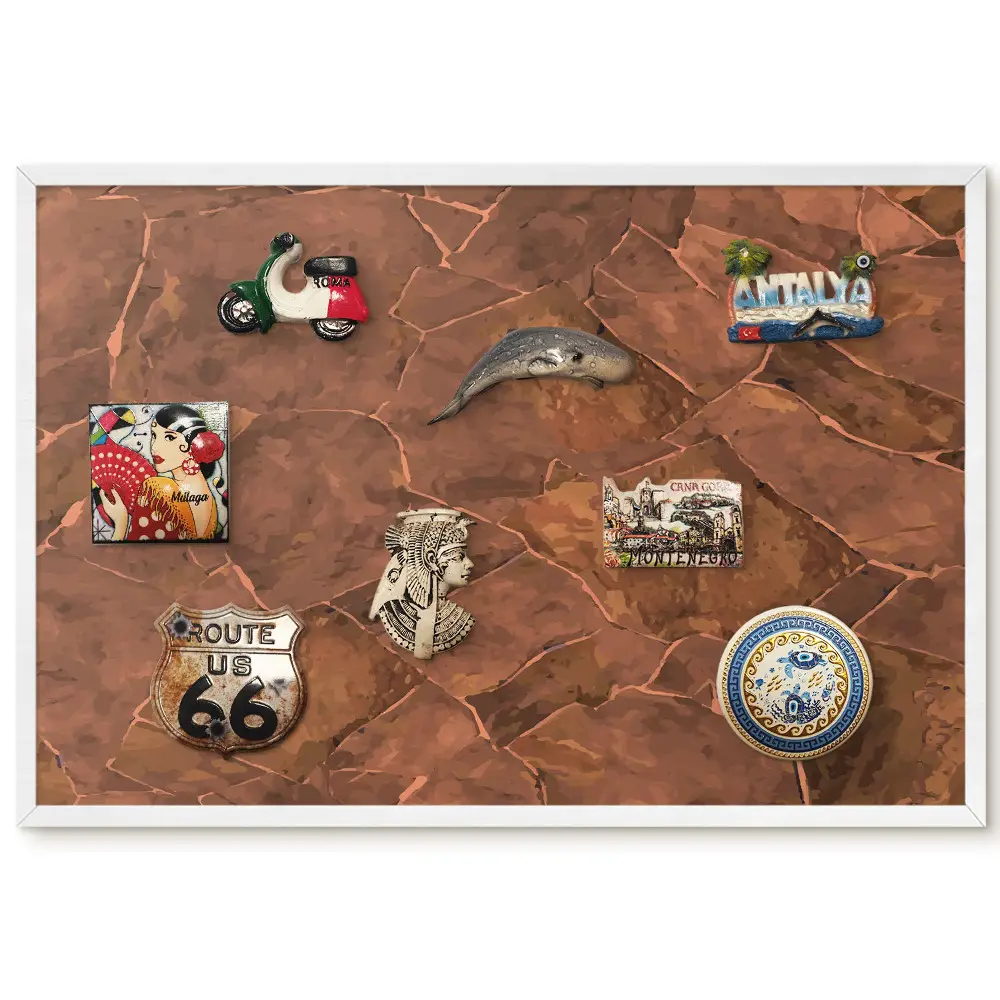 Tableau magnétique pour aimants motif dalles de pierre dans des nuances de brun