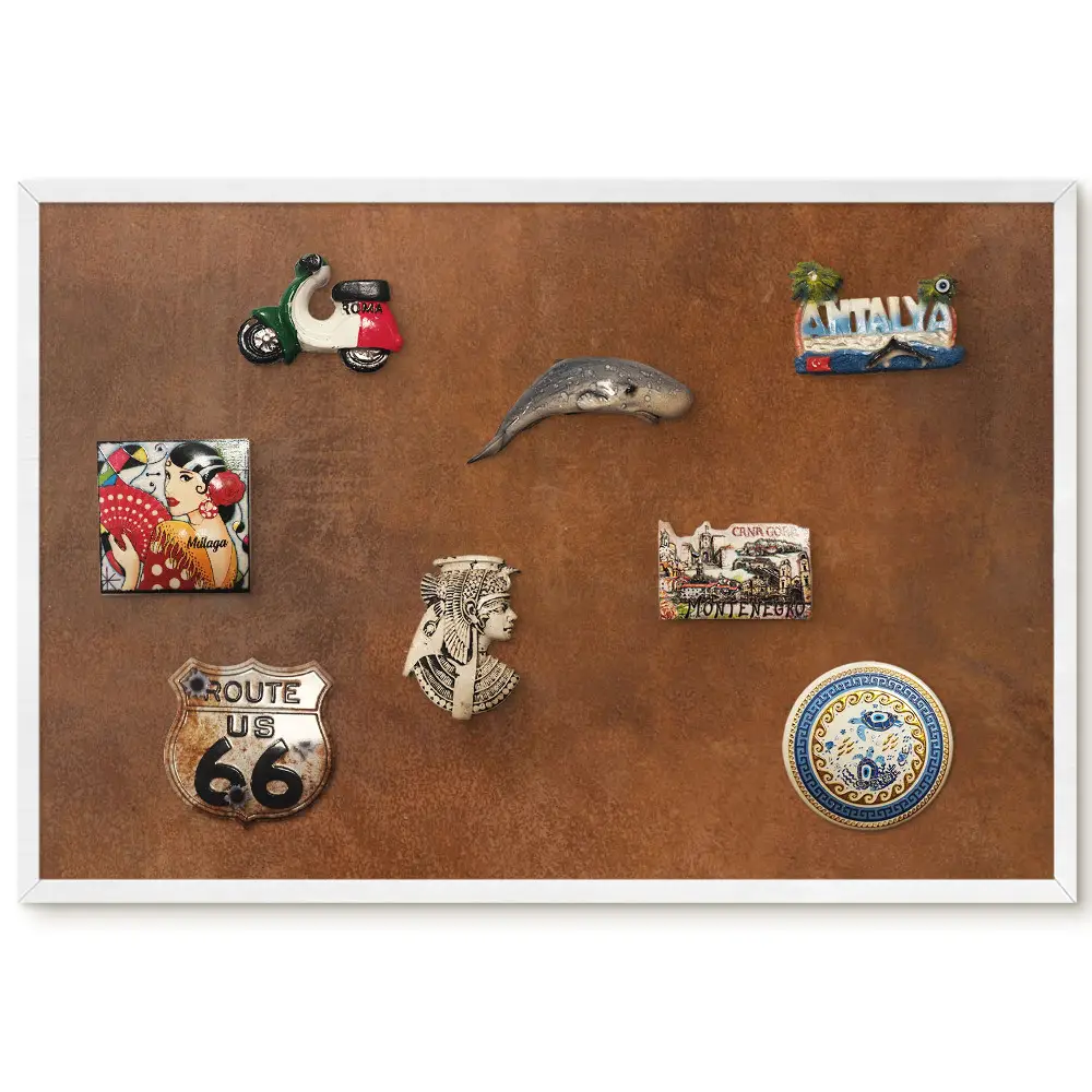 Tableau magnétique avec texture bois brun chaud au motif naturel