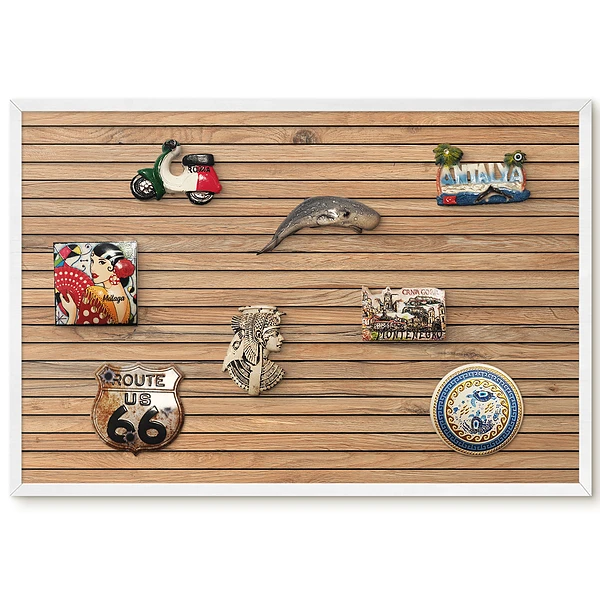 Tableau magnétique décoratif avec cadre motif planches de bois horizontales