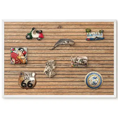 Tableau magnétique décoratif avec cadre motif planches de bois horizontales