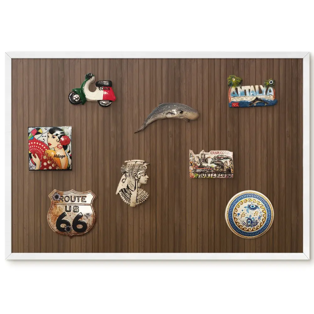 Tableau magnétique en bois naturel pour collection d'aimants