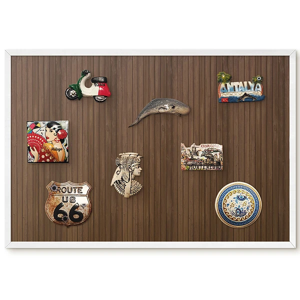 Tableau magnétique en bois naturel pour collection d'aimants