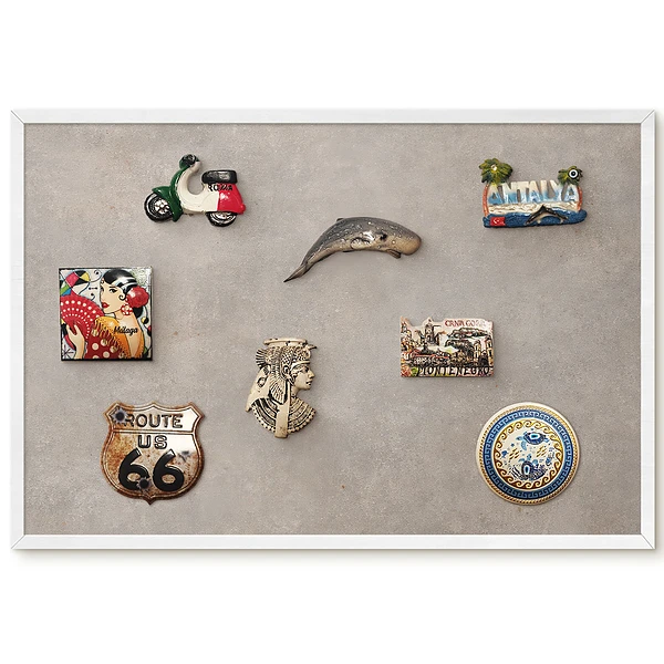 Tableau magnétique pour collection d'aimants aux textures délicates et couleurs douces