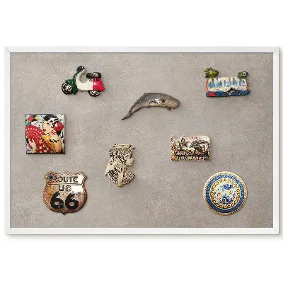 Tableau magnétique pour collection d'aimants aux textures délicates et couleurs douces