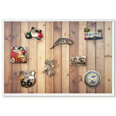 Tableau magnétique avec motif de planches verticales naturelles dans des tons bruns chauds