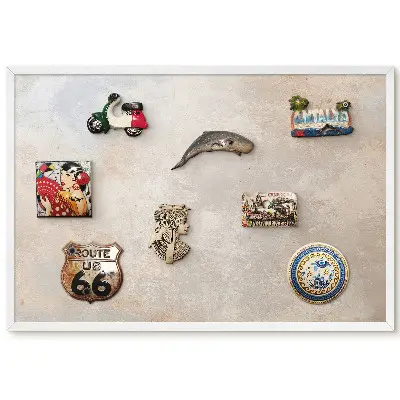 Tableau magnétique décoratif avec cadre motif texture minimaliste beige et grise