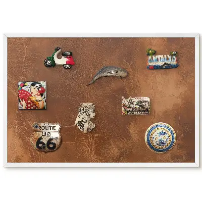 Tableau magnétique décoratif avec cadre texturé aux tons bruns chauds