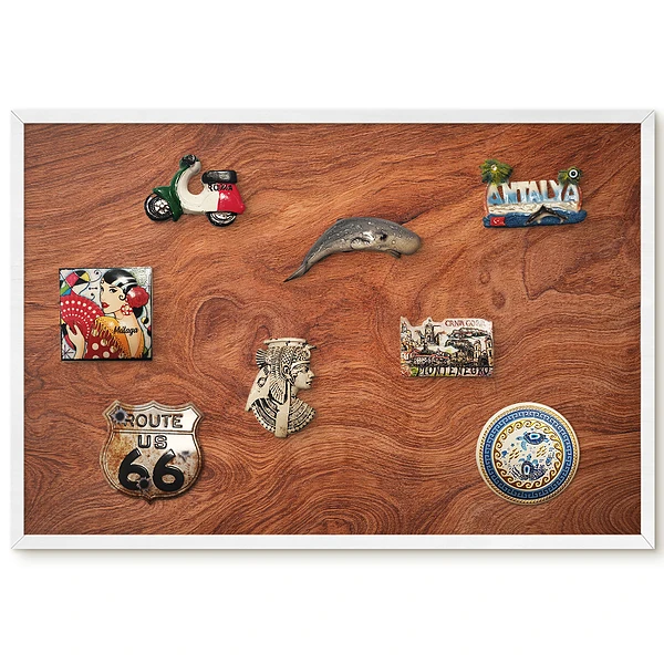 Tableau magnétique décoratif avec cadre motif texture de bois chaleureux