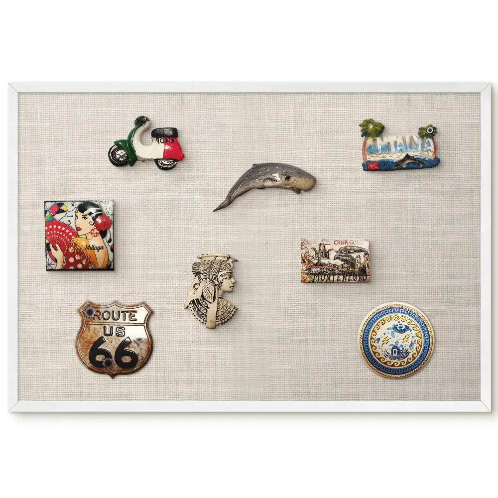 Tableau magnétique décoratif avec cadre motif texture beige naturel