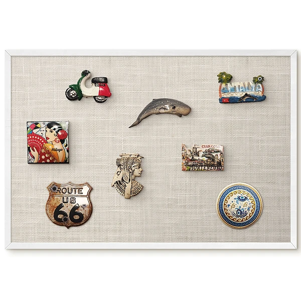 Tableau magnétique décoratif avec cadre motif texture beige naturel