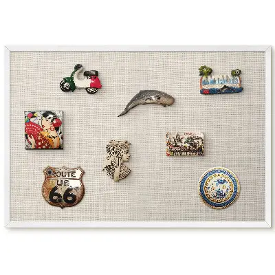 Tableau magnétique décoratif avec cadre motif texture beige naturel