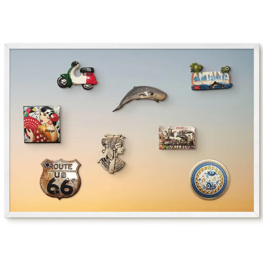 Tableau magnétique décoratif avec cadre motif dégradés subtils de teintes chaudes