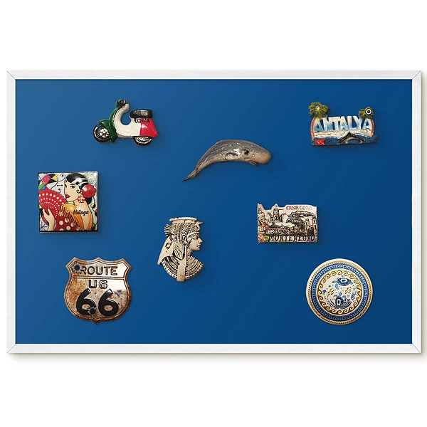 Tableau pour collection d'aimants fond bleu marine