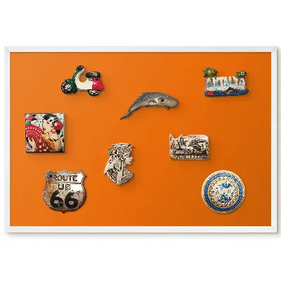 Tableau magnétique décoratif orange uni avec cadre