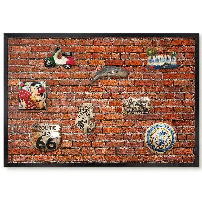 Tableau magnétique décoratif avec cadre motif mur de briques style industriel