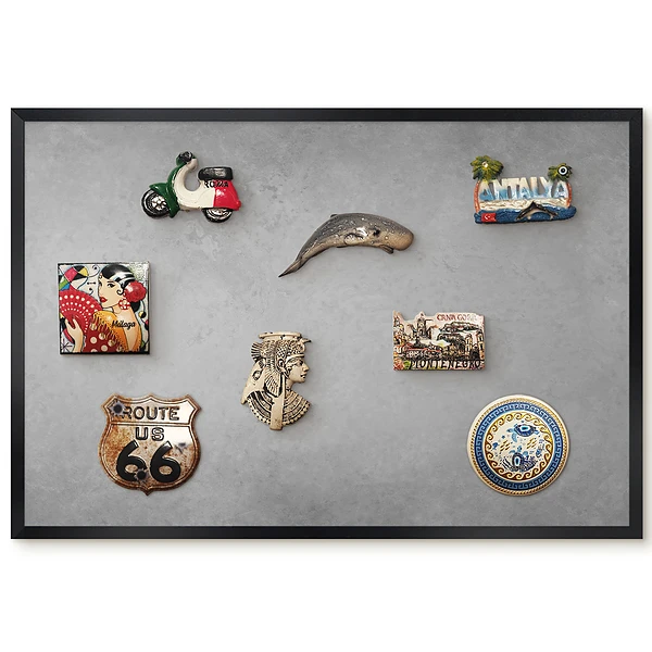 Tableau magnétique décoratif avec cadre motif dégradé de gris
