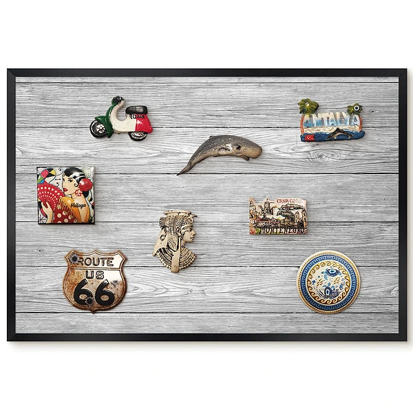 Tableau magnétique pour aimants motif bois gris au design naturel et élégant