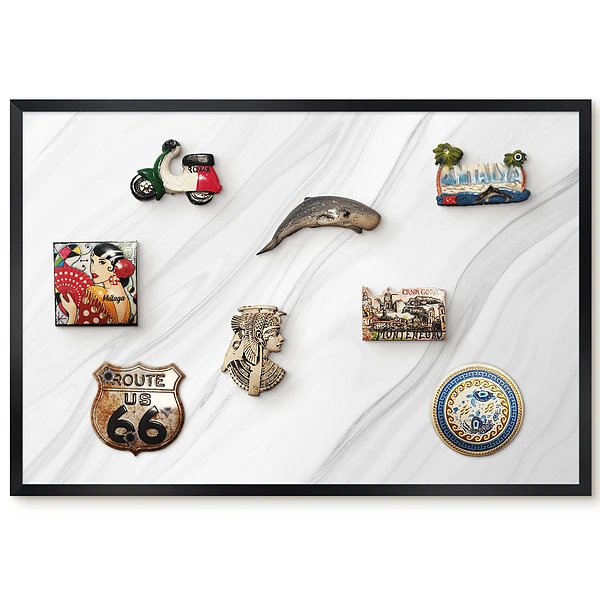 Tableau magnétique décoratif avec cadre motif marbré aux fines ondulations