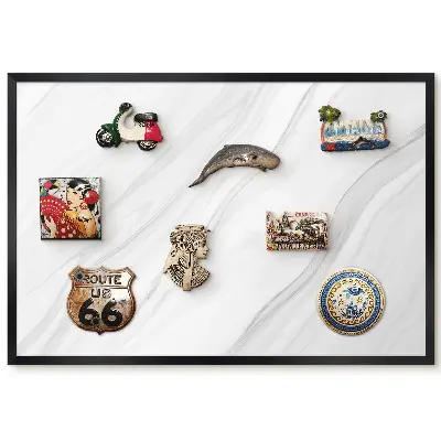 Tableau magnétique décoratif avec cadre motif marbré aux fines ondulations