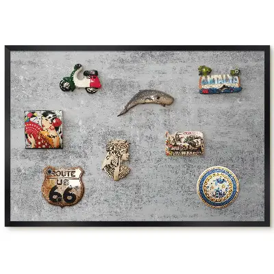 Tableau magnétique décoratif avec cadre en texture grise à motif délicat