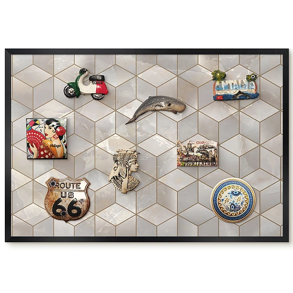 Tableau magnétique décoratif avec cadre composition de cubes mosaïque