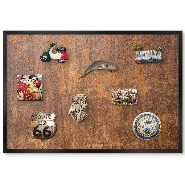 Tableau magnétique décoratif avec cadre et texture effet brun