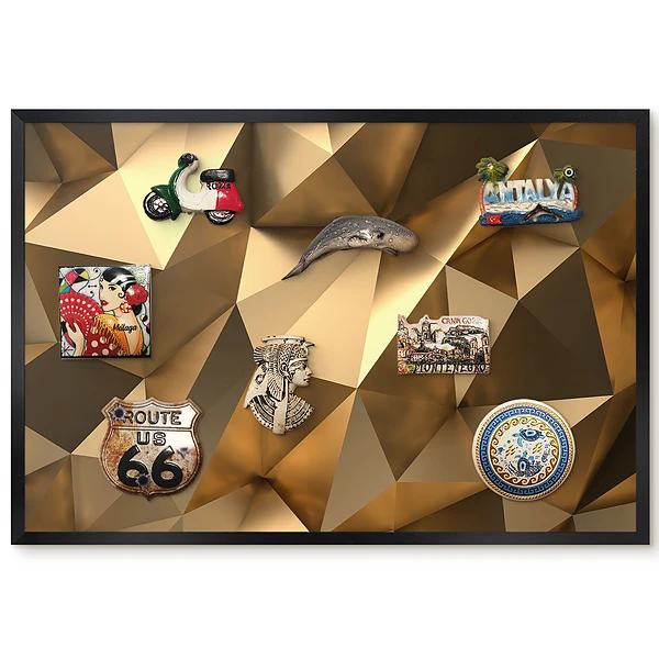 Tableau magnétique pour aimants avec motif de cristaux géométriques aux couleurs chaudes
