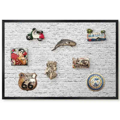 Tableau magnétique avec motif de briques blanches