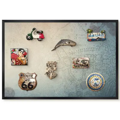 Tableau magnétique pour collection d'aimants motif plan de ville aux couleurs discrètes