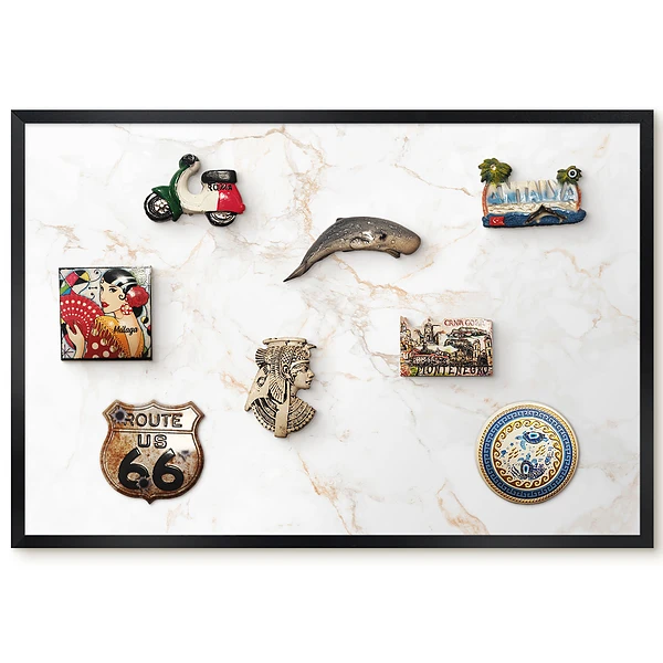 Tableau magnétique décoratif avec cadre au motif marbré harmonieux