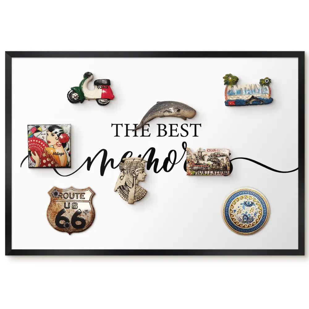 Tableau magnétique pour collection d'aimants avec typographie à lettres noires