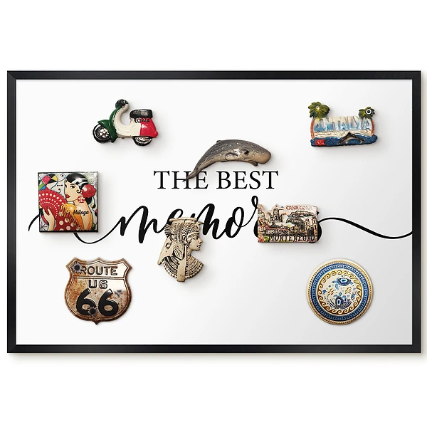 Tableau magnétique pour collection d'aimants avec typographie à lettres noires