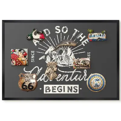 Tableau magnétique pour aimants avec motif montagne et lettrage vintage inspirant