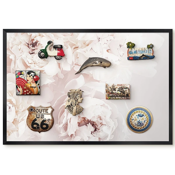 Tableau magnétique Pivoines blanches sur fond clair