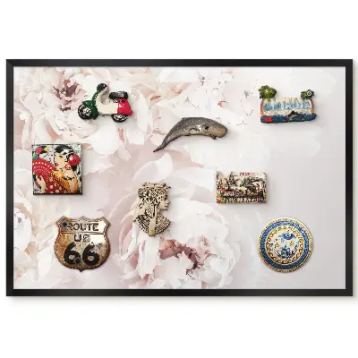 Tableau magnétique Pivoines blanches sur fond clair