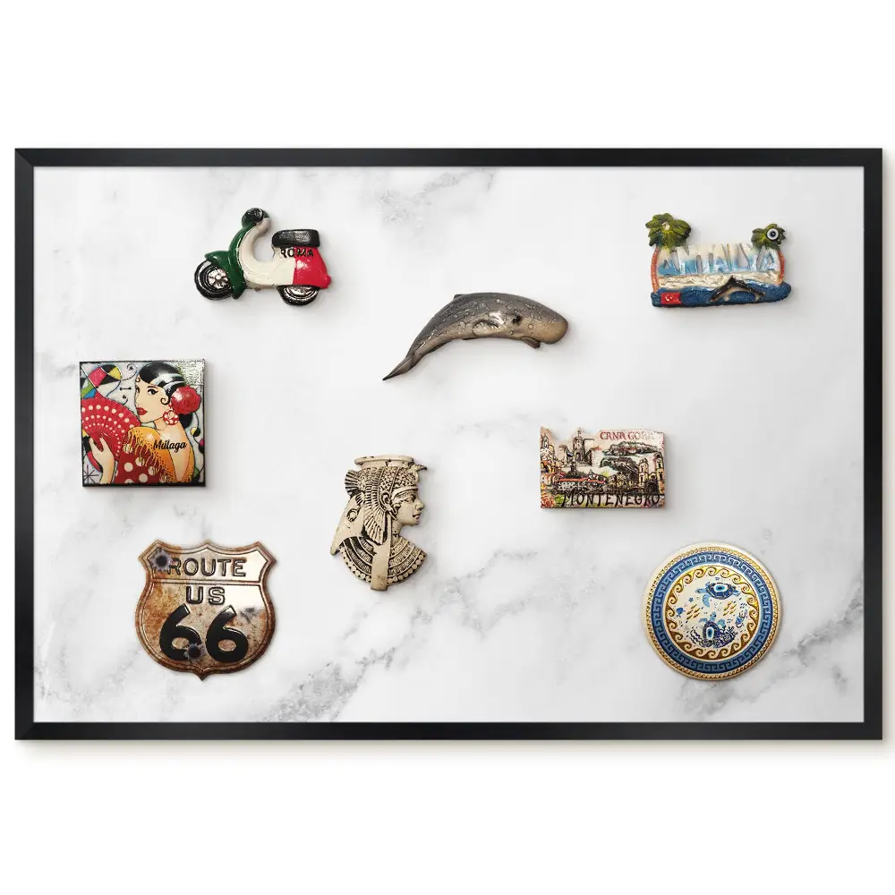 Tableau magnétique pour aimants motif marbré gris et blanc