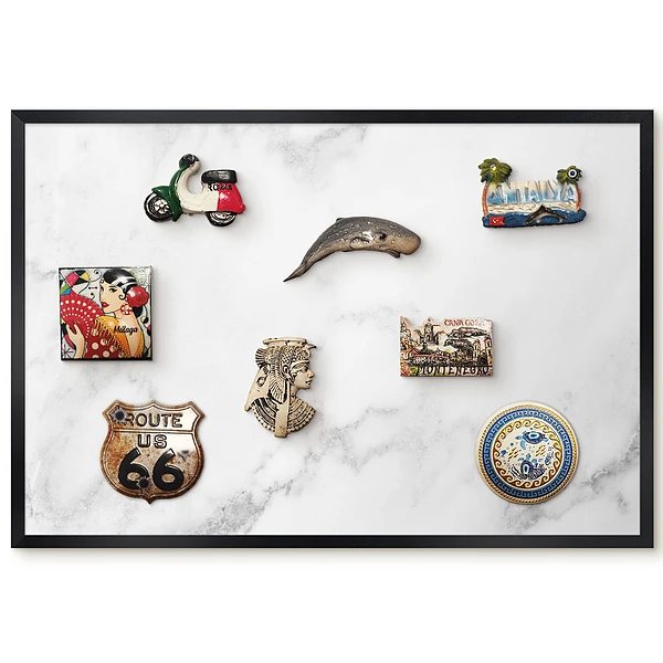 Tableau magnétique pour aimants motif marbré gris et blanc
