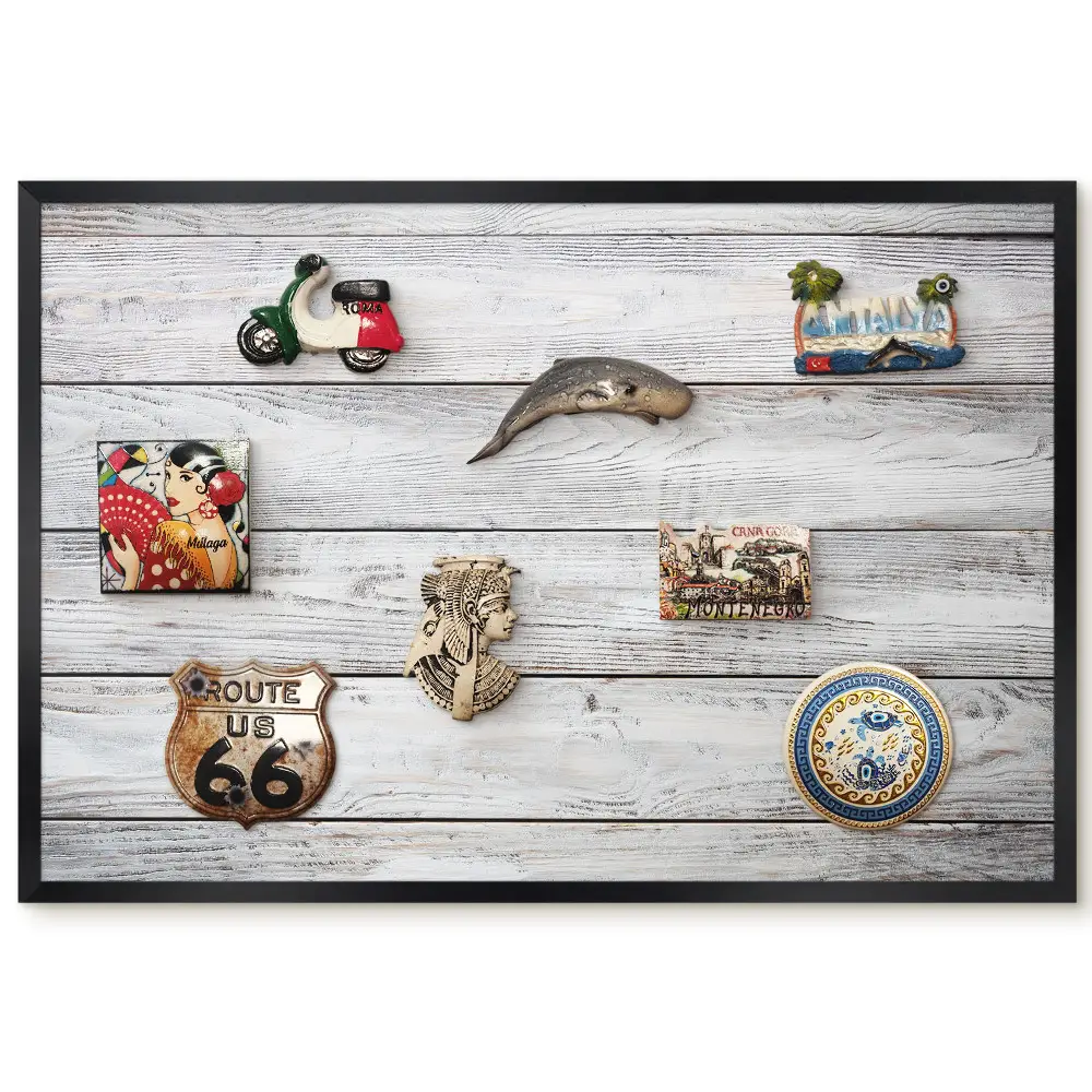 Tableau magnétique décoratif avec cadre motif planches en bois au grain délicat