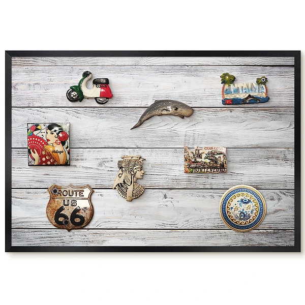 Tableau magnétique décoratif avec cadre motif planches en bois au grain délicat