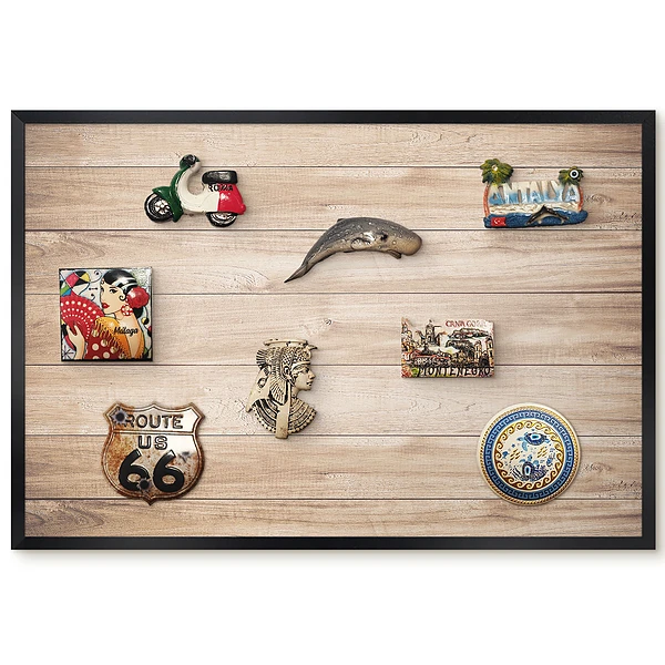 Tableau magnétique pour collection d'aimants en bois à motif naturel