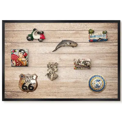 Tableau magnétique pour collection d'aimants en bois à motif naturel