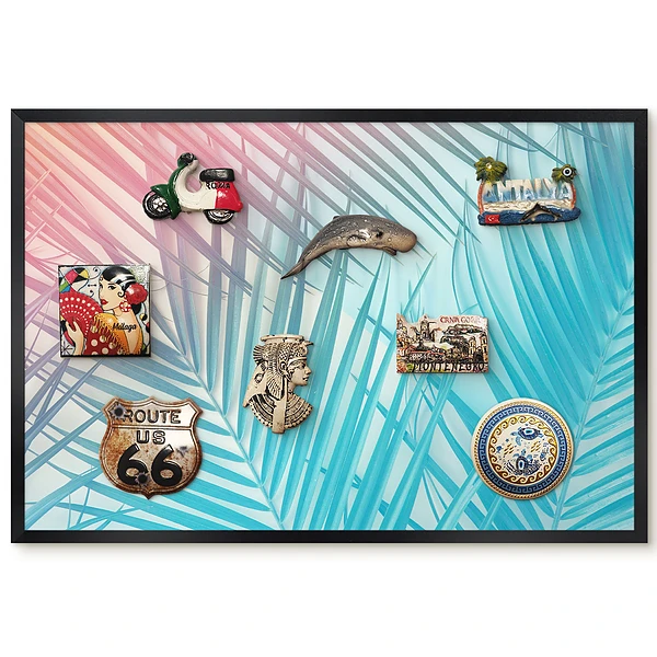 Tableau magnétique pour aimants motif feuilles de palmier aux couleurs pastel